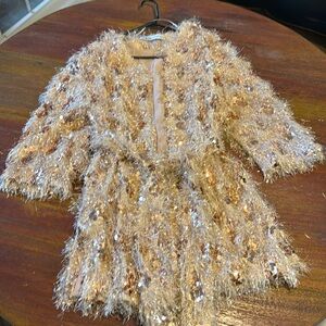 Zara sequin jacket with waist tie